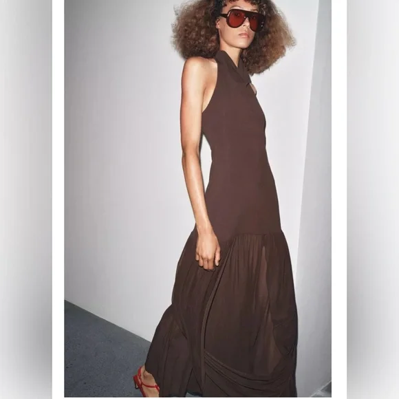 Zara halter neck dress with matching detail - Picture 2 of 7
